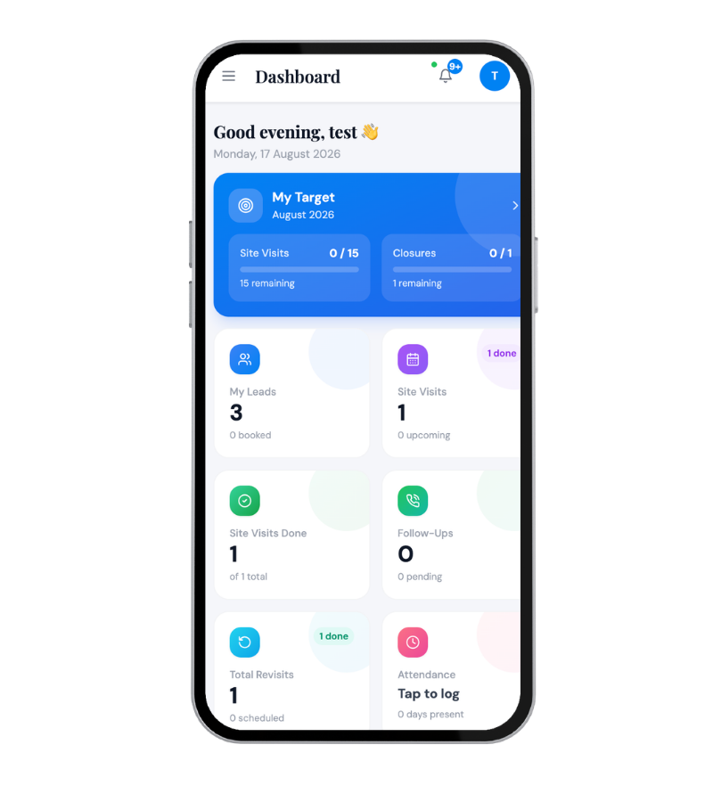 Real Estate CRM Dashboard mobile view